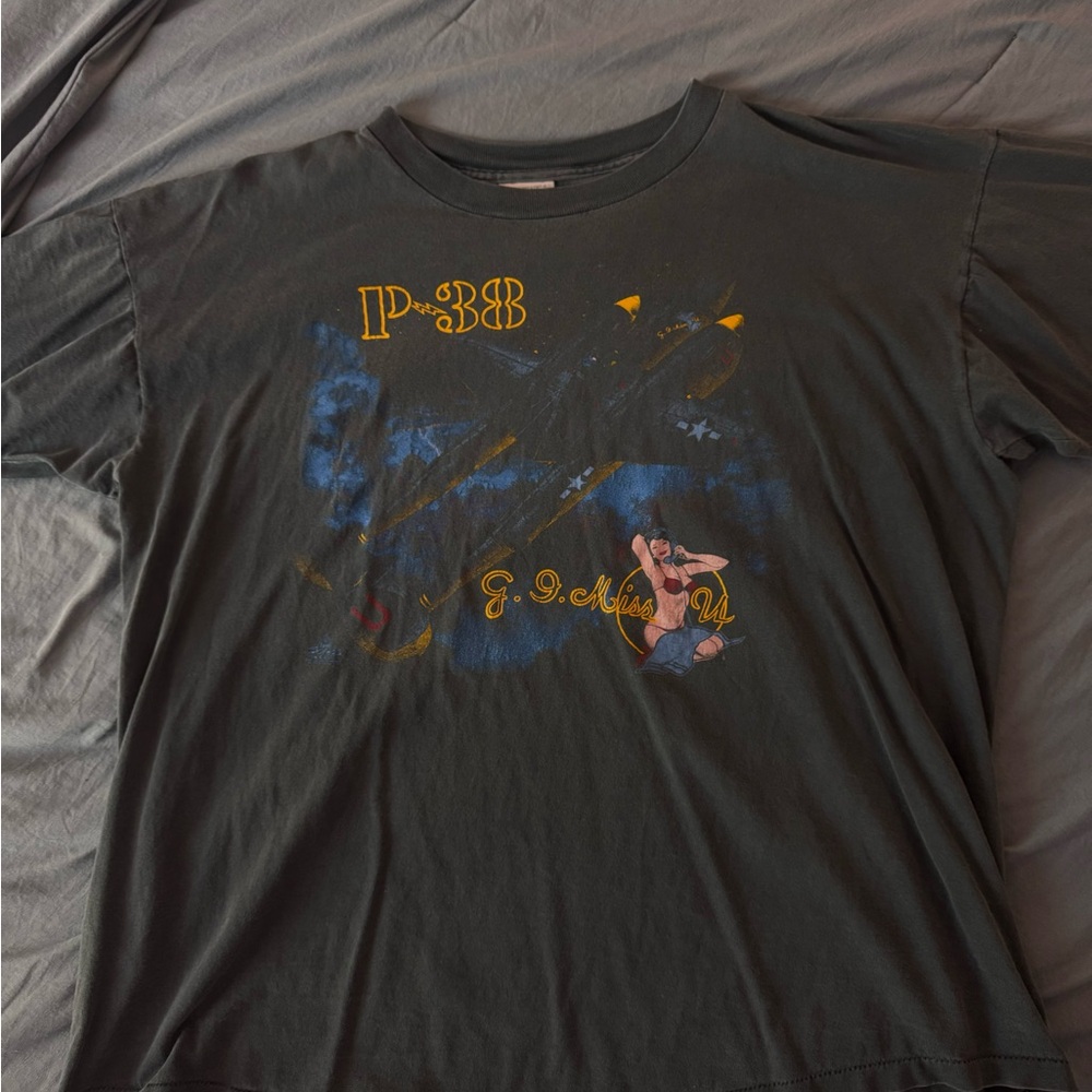 90s graphic military P-38 tee